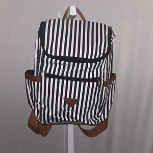 Ashcroft & Abbey Stripped Canvas Backpack NEW